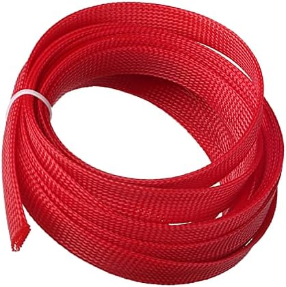 Othmro 5m/16.4ft PET Expandable Braid Cable Sleeving Flexible Wire Mesh Sleeve Red,Non-Split for Power Cord Audio Video Cables Protecting from Pets Chewing