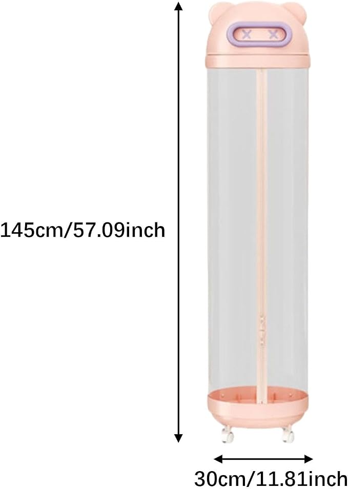 Amagogo Toy Storage Basket Transparent Organizer Bin Collectibles Container Plush Toy Box PET Material Dustproof Cover Suitable for Kids Room Playroom, Pink M
