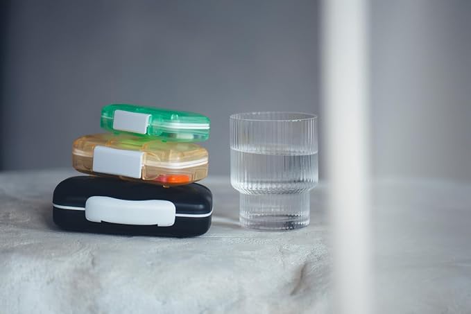 Ezy Dose Moisture-Proof Travel Pill Case, 8 Compartments, Black, Large | Moisture-Proof Pill Case, Medicine Planner, Vitamin Organizer Box, Travel-Friendly, Latch-Closure to Secure Contents