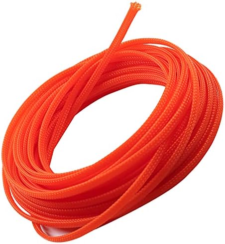 Bettomshin 1Pc 32.8Ft(10m) Cable Management Sleeve, 3/16"(4mm) Width PET Orange Cord Protector, Wire Loom Tube Insulated Split Sleeving for USB Cable Power Cord Organizer Video Cable Hider