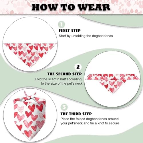 Howilath Pink Heart Pet Bandana, Perfect for Valentine's, Date Night or Anniversary, Dog Scarf for Small Medium Large Breeds