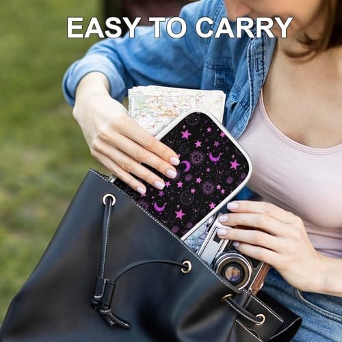Cute Large Pencil Bag With Zipper Fashion Design Organizer For All Pens Space Galaxy Constellation Sun Moon Stars Pattern