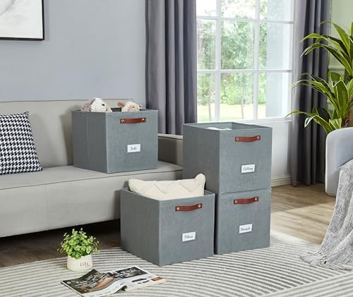DECOMOMO Storage Bins, Cube Storage Bin with Labels
