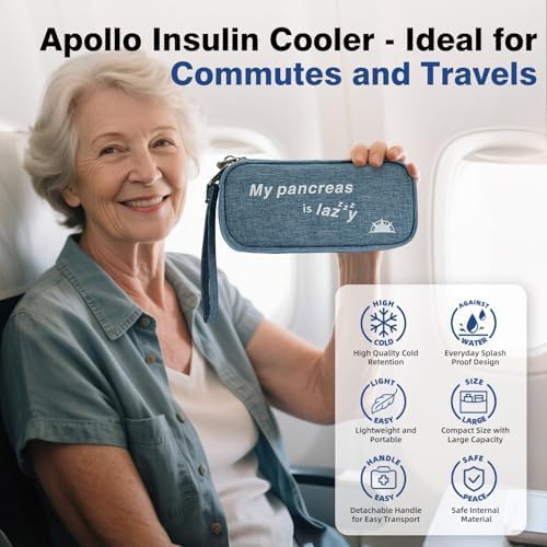 apollo walker Insulin Cooler Travel Case with Ice Packs and Insulation | TSA Approved Includes 2 x 90g ice packs for 9-hour cooling insulin pens & syringes for Diabetics to Carry (Light Blue)