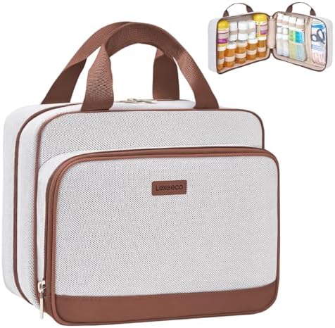 Lexeeco Travel Medicine Organizer Bag for Pill Bottle Organizer Storage | Medication Bag with Lockable Zipper,Portable Pill Carrier Bags for Travel,Medical Supplies Bag for Vitamins Home Fish Oil