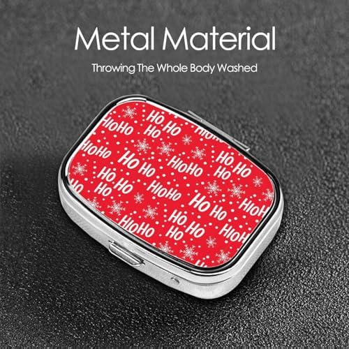 Purse Pill Container Slim Vitamin Organizer Credit-Card Sized Women’s Daily Essential, Santa Claus Laugh Snowflake Christmas Red