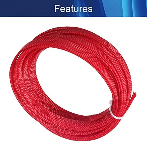 Jutagoss PET Expandable Braided Cable Sleeve, 16.4ft - 3/8 inch Red Cable Management Sleeve, Wire Loom Tube Cord Protector for USB Cable, Power Cord, Audio Video and More, 1Pc