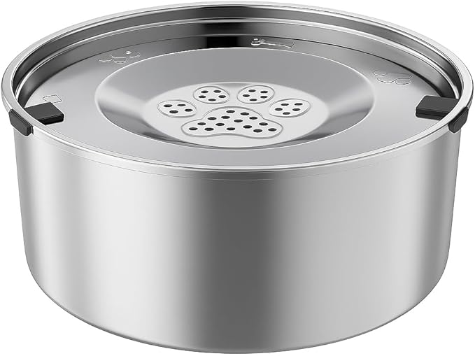3L/101oz Stainless Steel Dog Water Bowl with Floating Disk – Spill Proof & Slow Drinking Pet Feeder for Dogs & Cats – No Mess Travel Water Dispenser for Car & Home Use (Dog Water Bowl, 3L/101oz)