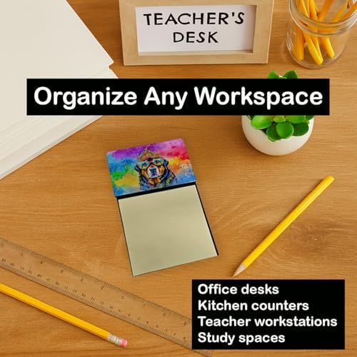 Caroline's Treasures Rottweiler Hippie Dawg Sticky Note Holder Refillable Dispenser Self-Sticky Note Pads, Memo Pads Blank Desk Accessories
