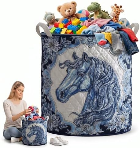 Portable Travel Laundry Bag, Quilted Oxford Foldable Basket with Handles, Compact Hamper for Cruise, RV Trip & Gym Locker(20" x 28")