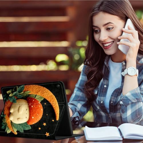 Case for Samsung Galaxy Tab A8 10.5" 2022 Model (SM-X200/X205/X207) | Slim Leather Smart Cover with Multi-Angle Anti-Slip Stand [Auto Wake/Sleep] Shell for Women Men - Orange Moon Mushroom