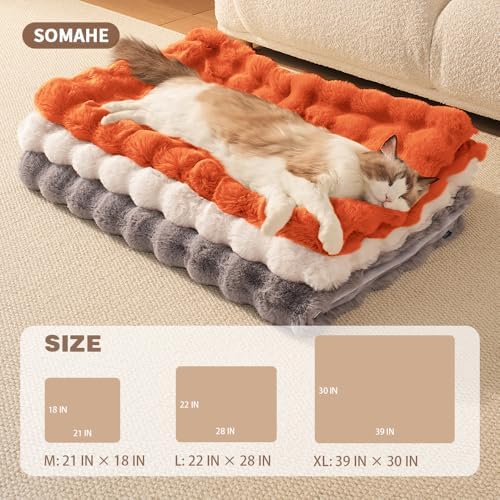 SOMAHE Soft Faux Fur Cat Blanket, Washable, Small 22x18 Vibrant Orange