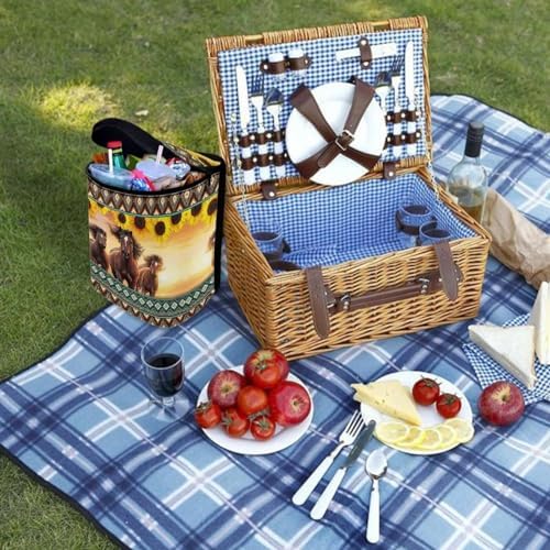 DISNIMO Sunflower Western Horse Car Trash Can with Lid Cute Car Accessories Leak Proof Car Trash Bag Hanging Car Garbage Can Multipurpose Storage Container for Back Seat Road Trip