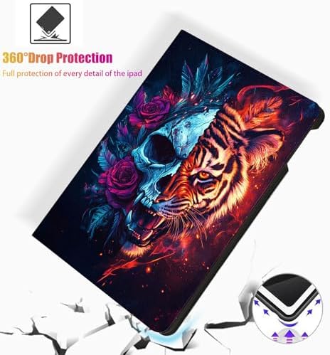 for Microsoft Surface Pro 8-13" 2021 Tablet Case,Auto Wake/Sleep,Adjustable Stand Protective Cover - Tiger Skull