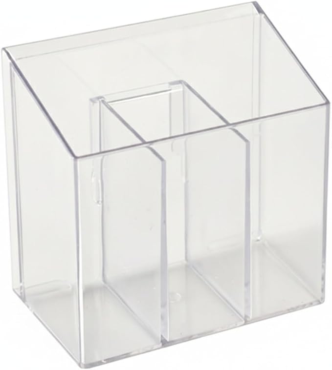Clear Rectangular Wall-Mounted Organizer with Dividers, Transparent PET Bathroom Canister for Cotton Pads and Cotton Swabs, Space-Saving Vanity Storage Box (1 Pack)
