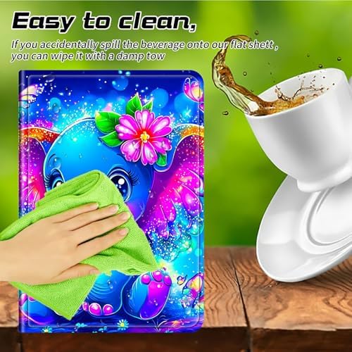 Universal Tablet Case for T-Mobile Revvl Tab 2 10.1" 2025/Revvl Tab 5G 10.36" 2023, 360 Degree Rotating Kickstand Protective Stand PU Leather Shell Cover for 9"-10.5", Blue Elephant Flowers