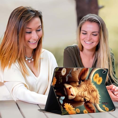 for Samsung Galaxy Tab A 10.1 Tablet Case 2016(SM-T580 T585 T587, Not for 2019 Model),Premium Leather Folio Stand Auto Wake/Sleep,Multiple Viewing Stand,Cute Highland Cow