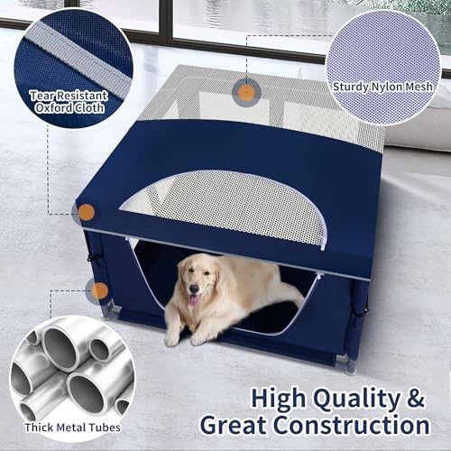 Dog Kitten Playpen with Play Pen Cover for Cat Indoor, 41 x41 x25.5 Puppy Playpen for Small Pet with See-Through Topper Proof Enclosed Door Dog Pen, Sturdy Warm Protable Play Pen for Cat