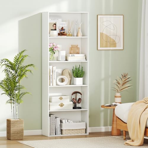 Giantex 5-Tier Bookshelves Set of 2, Freestanding Bookcase with 5 Open Shelf, Modern Display Shelf, Storage Organizer for Living Room Bedroom Home Office