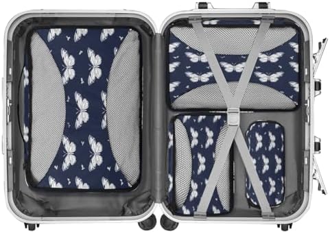 Butterfly 4 Set Packing Cubes Luggage Organizer Bags for Travel Accessories and Essentials, Butterfly Print