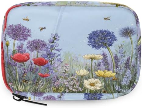 Travel Pill Organizer Bee Wildflowers Country Pattern Pill Case