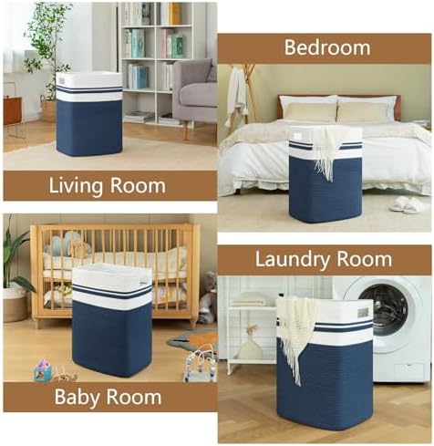 OIAHOMY Laundry Hamper Collapsible Laundry Basket Clothes Organizer Blue