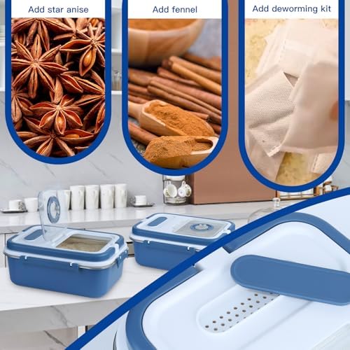 Rice Storage Container Bin 15 lbs Stainless Steel Flour Storage Containers with Lid Rice Grain Kitchen Bucket Airtight Canister for Cereals Flour Sugar Tea Milk Wine Ice, Dry/Wet Food,Blue