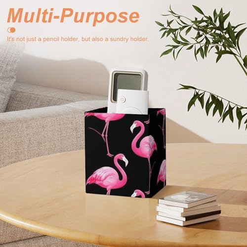 Modern Leather Desk Organizer Pen Cup Pencil Holder Lovely Animal Pink Flamingo Makeup Brush Storage
