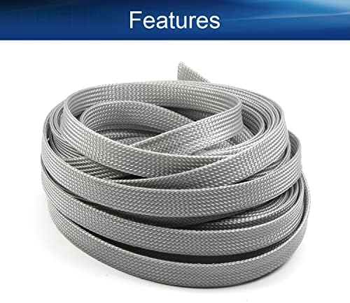 Bettomshin 1Pc 32.8Ft(10m) Cable Management Sleeve, 1/2"(12mm) Width PET Grey Cord Protector, Wire Loom Tube Insulated Split Sleeving for USB Cable Power Cord Organizer Video Cable Hider