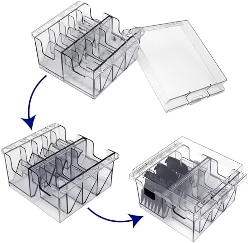 Clipper Blade Holder Organizer with Lid, Clipper Guard Comb Holder for 8 Blades Plastic Storage Case Rack