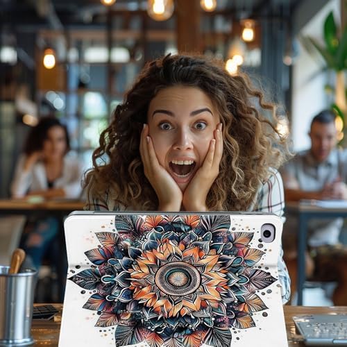 for Microsoft Surface Pro X/Pro X Plus-13 2019/2020/2021/2024 Tablet Case,Auto Wake/Sleep,Adjustable Stand Protective Cover - Mandala Art