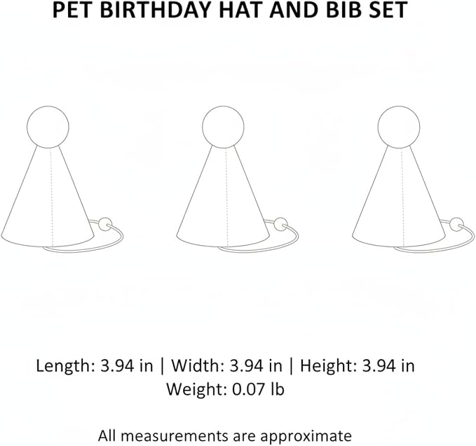 Adjustable Dog Birthday Hat and Bib Set, Soft Pet Costume Accessory for Small to Medium Dogs