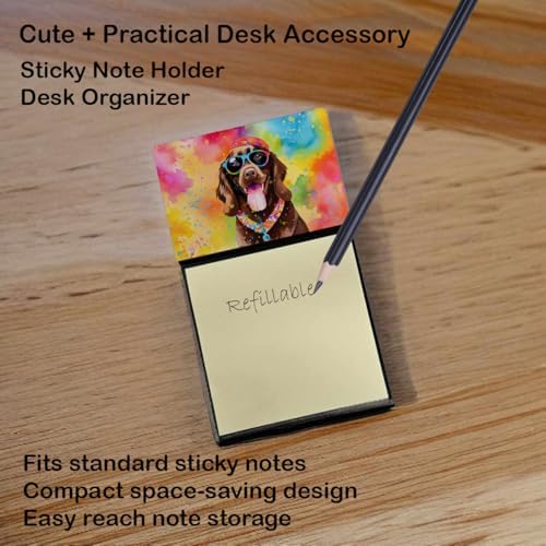 Caroline's Treasures Chocolate Labrador Hippie Dawg Sticky Note Holder Refillable Dispenser Self-Sticky Note Pads, Memo Pads Blank Desk Accessories