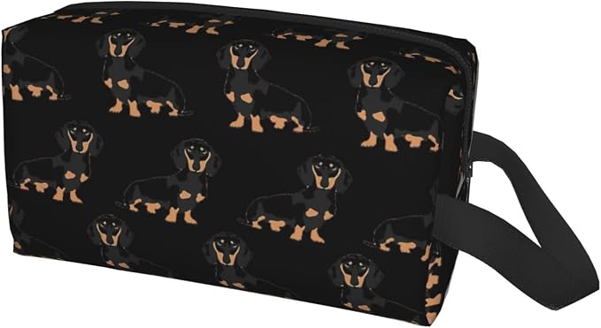 Dachshund Weiner Pet Dogs Print Travel Toiletry Makeup Bag for Women and Men, Large Capacity Organizer, for Accessories, Cosmetics, Shampoo, Brushes and Essentials