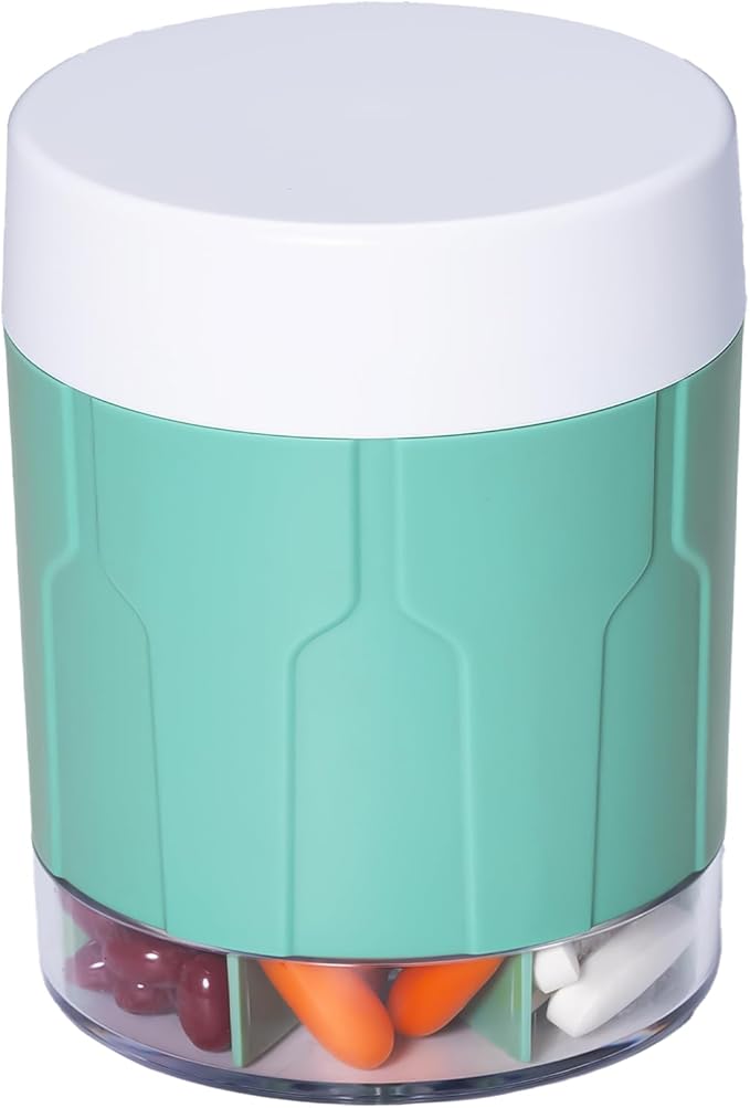 Weekly XXL Pill Organizer Bottle, Daily Pill Dispenser, Anti-Mix Design | 7 Day Portable Travel Pill Box, 21 Labels & Cleaning Brush, XXL Wide Mouth for Easy Access, Vitamin, Fish Oils, Supplement