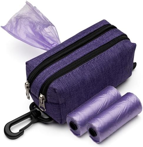 Premium Dog Poop Bag Holder for Leash - Convenient Dog Poop Bag Dispenser with Durable Design - Stylish Accessory for Easy Cleanup - Ideal for Dogs, Puppies, and Outdoor Walks - Purple