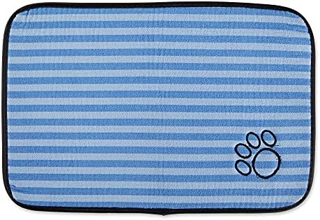 Bone Dry Machine Washable, Ultra Absorbent Pet Mat, 12x18, Blue Stripe
