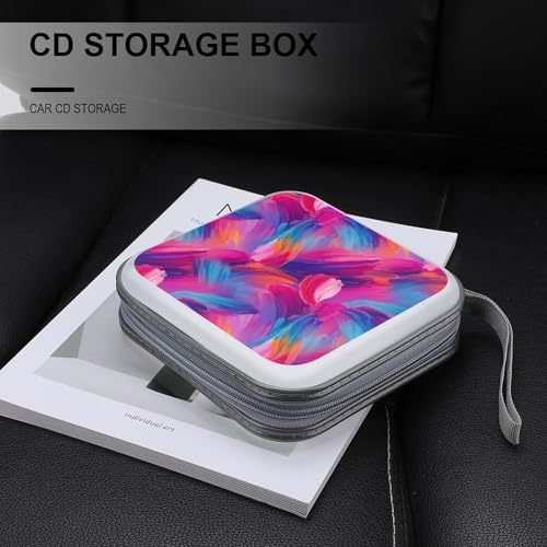 Heavy-Duty DVD Holder Binder Purple Rainbow, 40-Disc Capacity Hard Plastic Case, Portable Storage Wallet for Music Movies