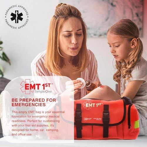 EMT 1st Emergency First Aid Kit Empty Compact EMT Bag for Car, Home Travel | Emergency Responder Compact Medical Kit Bag for first Aid supplies - Emergency Preparedness