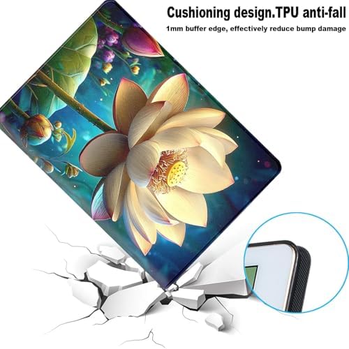 for Samsung Galaxy Tab A 10.1 2016 (SM-T580/T585/T587) Tablet Protective Cover with Adjustable Stand and Magnetic Auto Wake/Sleep,Lotus Flower