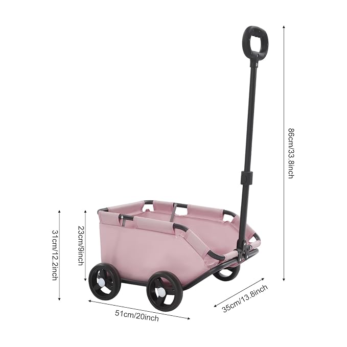 Folding Pet Stroller w/Wheels & Rotatable Handle, Dog Cart Up to 16.53 LBS | Portable Dog Stroller w/Safety Buckle&Storage Pocket, Lightweight Pet Cart, Durable Carbon Steel Frame, 45°Angled Design