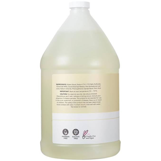 Ginger Lily Farms Club & Fitness Moisturizing Shampoo for All Hair Types, 100% Vegan & Cruelty-Free, Fragrance Free, 1 Gallon (128 fl oz) Refill