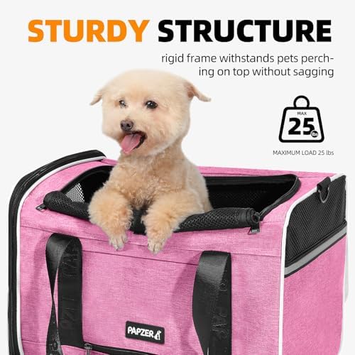 Cat Carrier for Travel, Soft-Sided, Top Loading, Privacy Curtain, to 20 lbs | Medium Pet Carry Bag Anxiety Cat, Vet Visits Car Transport, Luggage Sleeve Suitcase Attachable Small Puppy Crate Kennel Pink