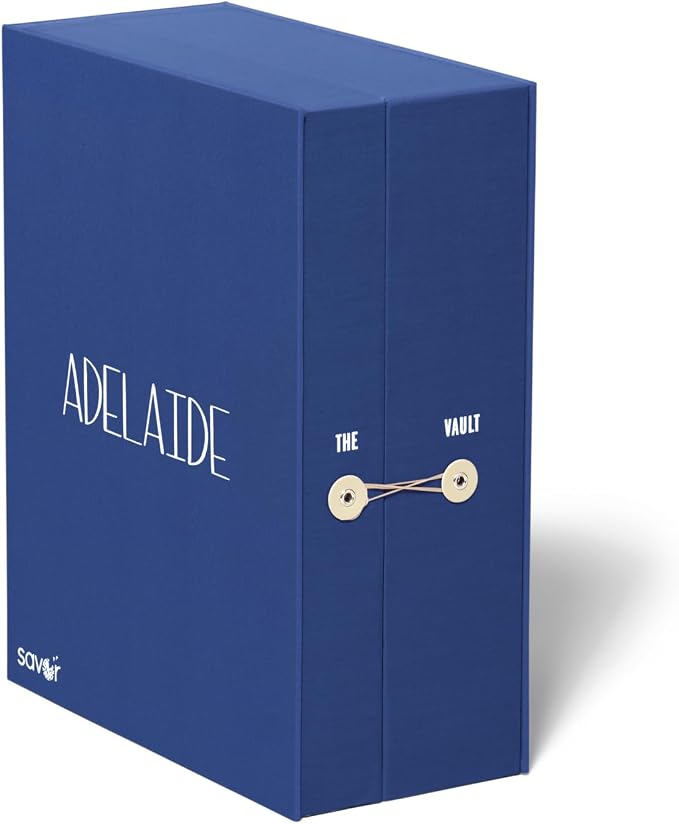 Savor | Pet Memorial Box for Dog, Cat, and Other Pets | Personalizable Pet Loss Sympathy Gift and Keepsake Box for Vet Records, Tags, Collars, Toys, and More (Blue, Adelaide Style)