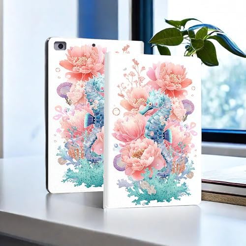 for Microsoft Surface Pro 11/10/9-13" 2024/2022 Tablet Case,Auto Wake/Sleep,Adjustable Stand Protective Cover - Seahorse Flower