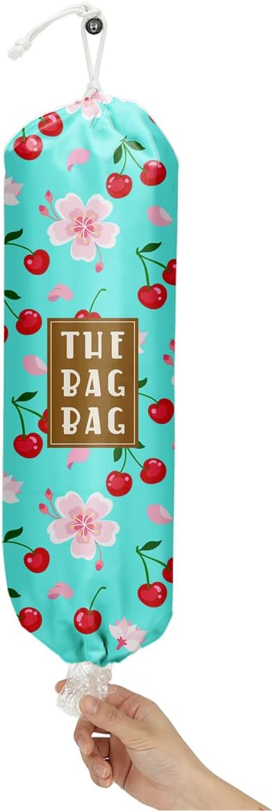 Plastic Bag Holder,Reusable And Washable Country Style Grocery Bag organizer,For Home Kitchen Travelling Camping Decor, use 1 Pack,Cherry Blossoms Pattern