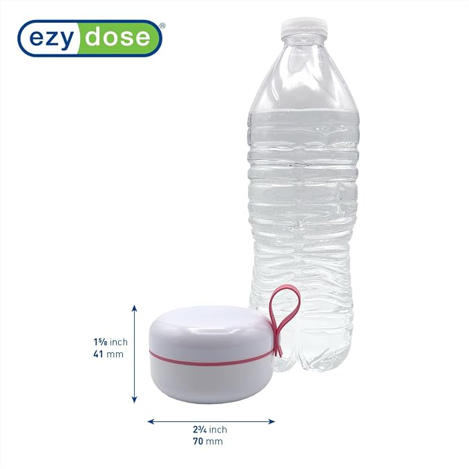 Ezy Dose Mini Vitamin Organizer, Multi Compartments, White & Pink, Small | Portable and Compact Design, Easy Access Sliding Pill Dispenser, Supplement Organizer with Anti-Mix Design, Travel Friendly