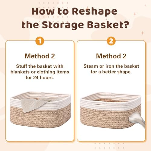 Storage Baskets for Shelves, 6 Pack Shallow Basket