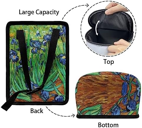 DISNIMO Irise Van Gogh Car Trash Can with Lid, Leak Proof Trash Bin Garbage Bag Collapsible Automatic Portable Trash Can, Easy to Clean, Used in Car Home Office