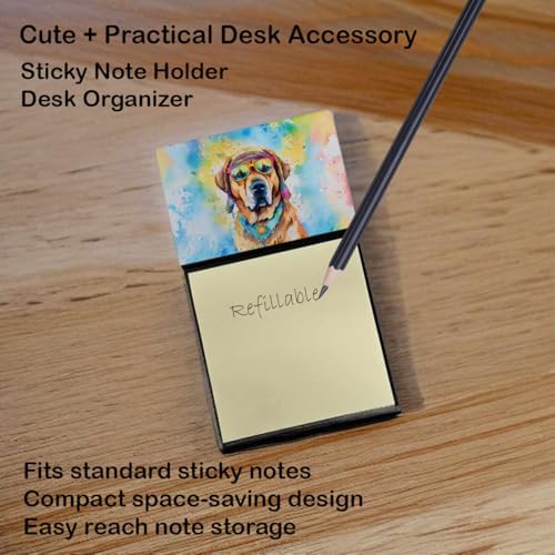 Caroline's Treasures Mastiff Hippie Dawg Sticky Note Holder Refillable Dispenser Self-Sticky Note Pads, Memo Pads Blank Desk Accessories